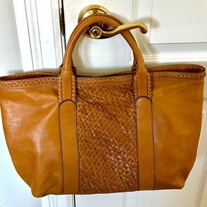 Massimo Dutti Braided Large Tan Soft Leather Bag